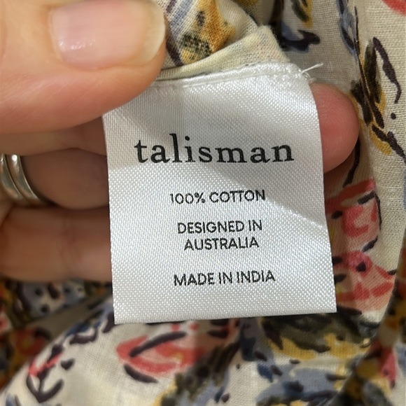 TALISMAN Vintage Lotus Floral Print Ruffle Detail Carly Wrap Dress Size Large - Picture 15 of 16